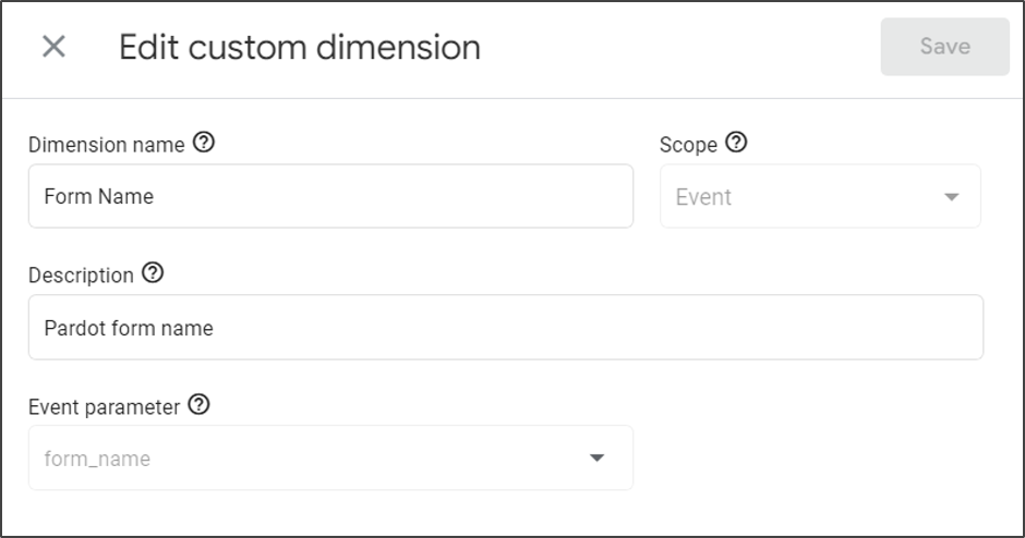 Screenshot of GA4 Custom Dimension