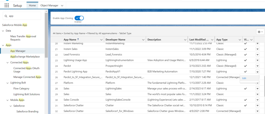 Screenshot of the user profiles in Pardot