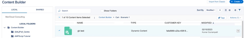 Screenshot of Dynamic Content in Marketing Cloud