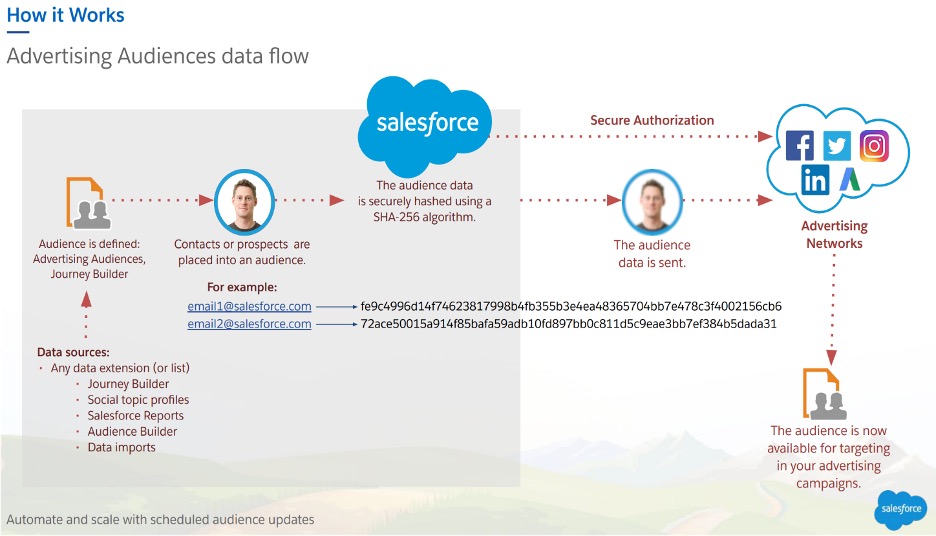 Diagram showing how Advertising Audience data flows