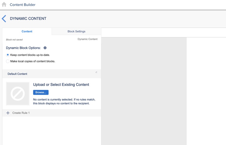 Screenshot of the Salesforce Marketing Cloud Dynamic Content block