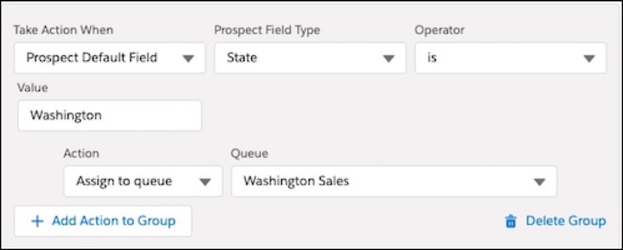 Screenshot showing conditional completion actions in Pardot