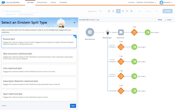 EinsteinSplit Type in Journey Builder