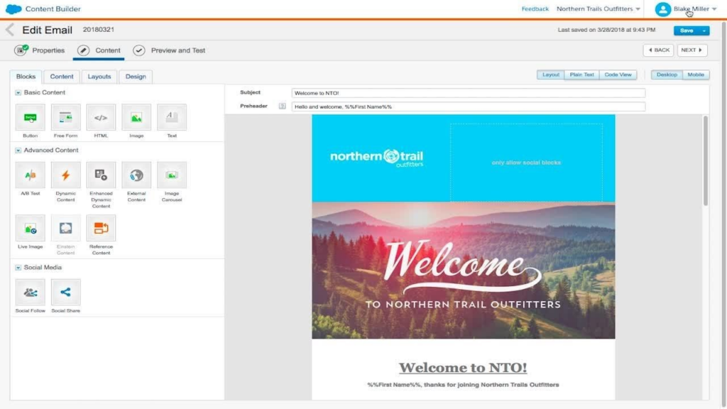 Screenshot of Email Studio