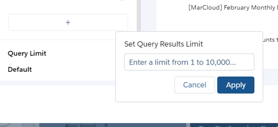 Queries limits screenshot