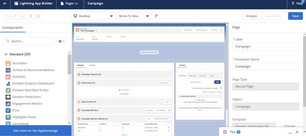Screenshot of how to add the Salesforce Engagement History Metrics