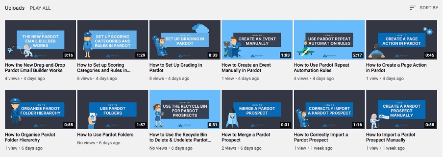 Pardot youtube videos screenshot