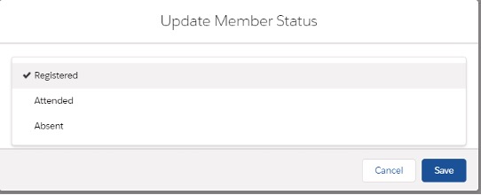 Screenshot of how to update member status