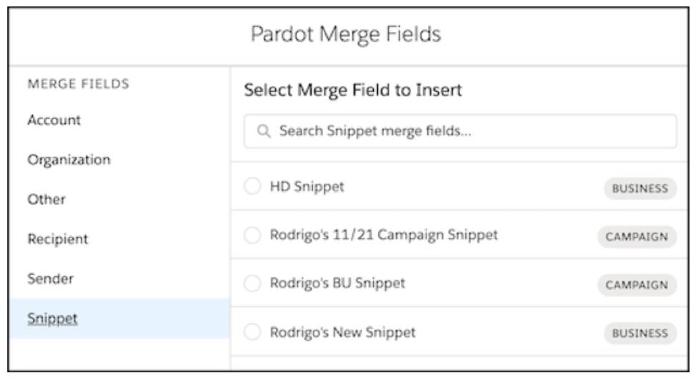 Merge fields in Pardot