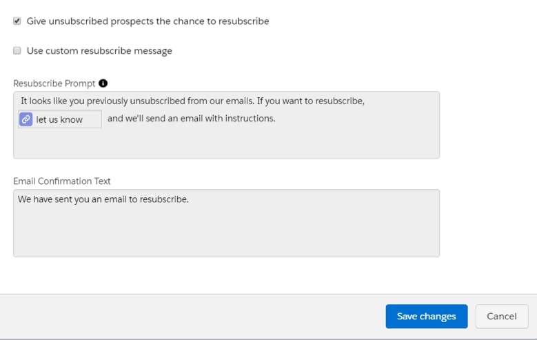 screenshot of resubscribe message field