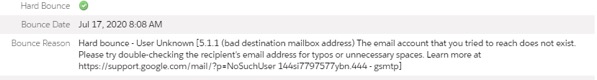 Example of Hard Bounce reason