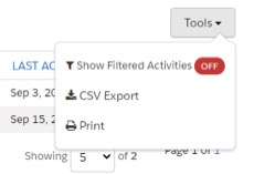 Screenshot of csv export