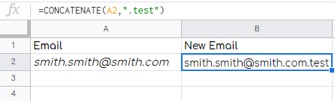 Example of formula to add new email
