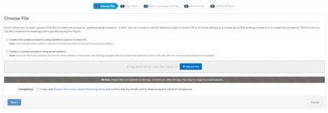 Screenshot of Pardot import mapping