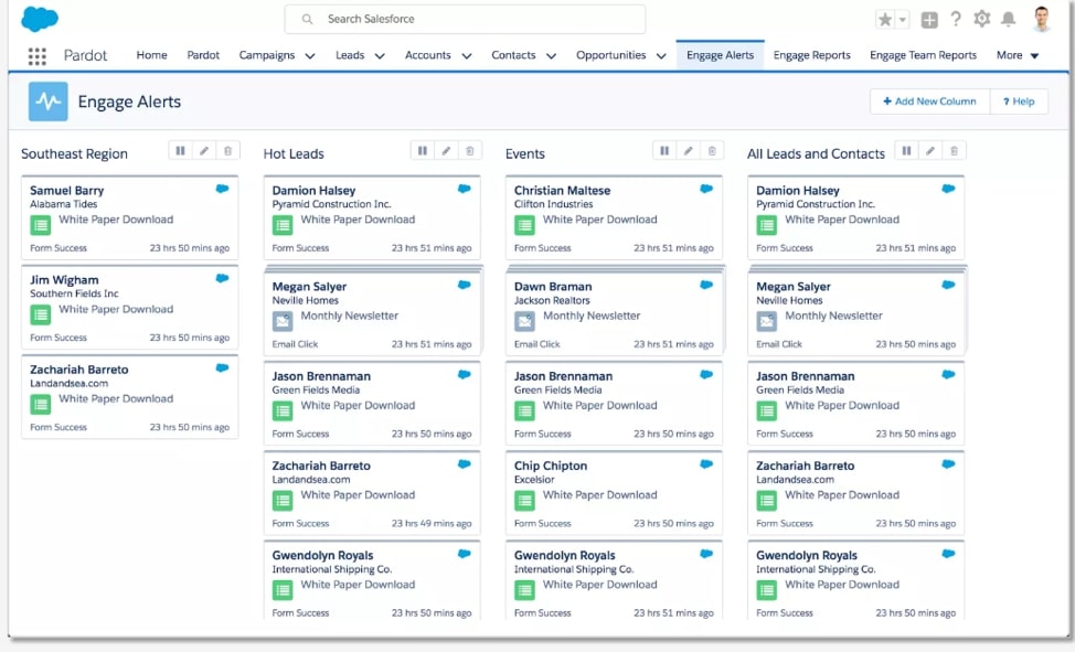Screenshot of Engage Alerts