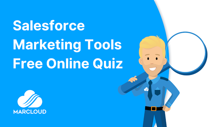 Coloured background with text Salesforce Marketing Tools Quiz