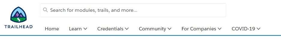 screenshot of trailhead learning menu