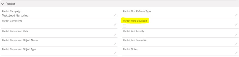 Pardot Hard Bounced screenshot