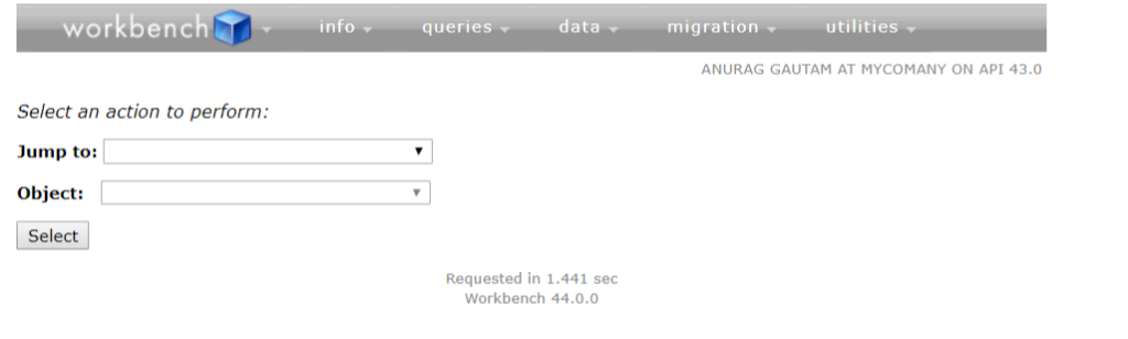 Salesforce Workbench Step 1