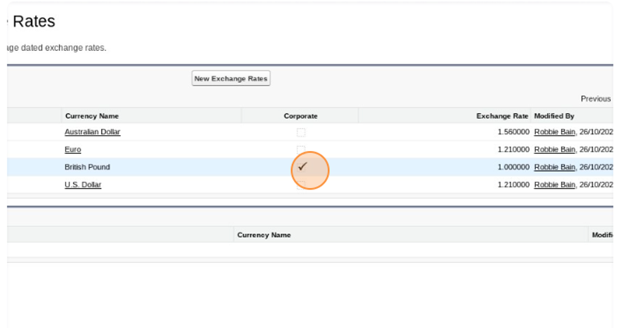 Screenshot of Salesforce advanced currency management country