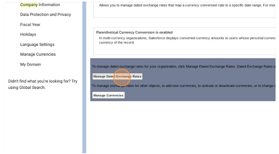 Screenshot of Salesforce dated exchange rate