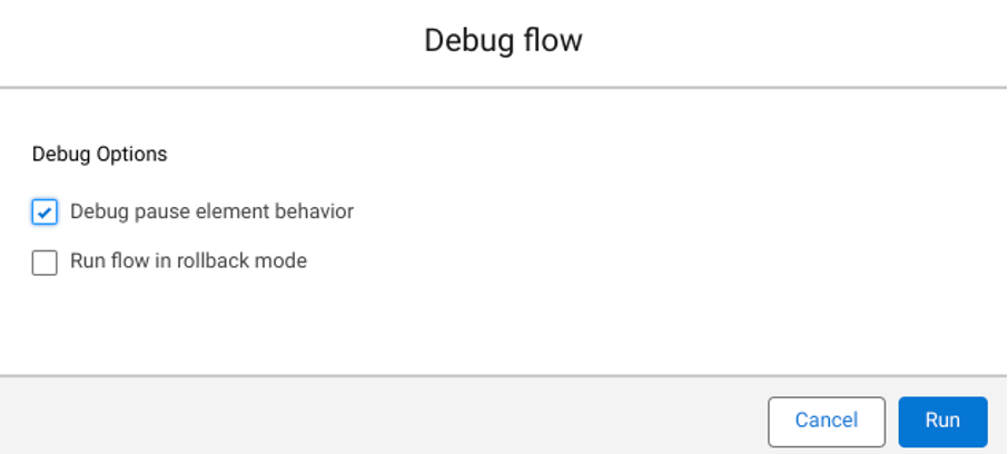 Screenshot of Salesforce Debug flow