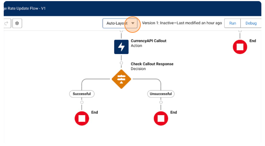 Screenshot of Salesforce Flow Layout