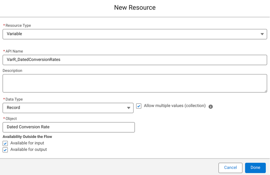 Screenshot of Salesforce New Resource