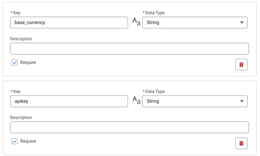 Screenshot of query parameters string