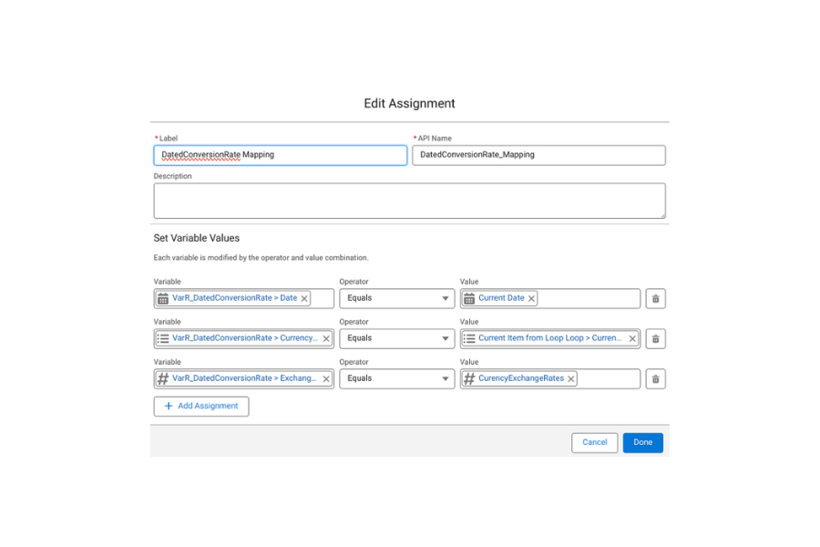 Screenshot of Salesforce Edit Assignment