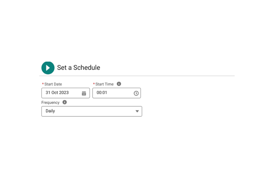 Screenshot of Salesforce schedule setting
