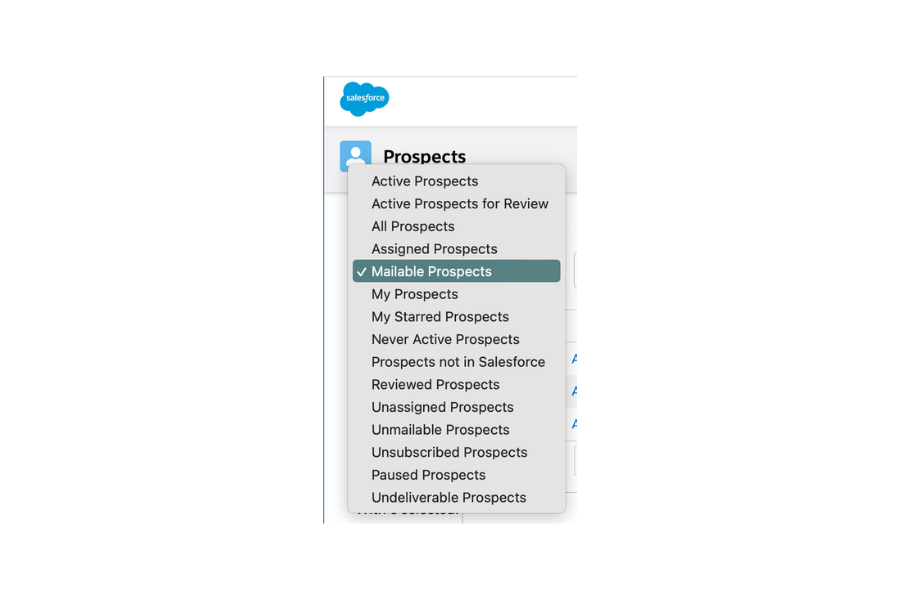 Screenshot of Pardot prospect filter