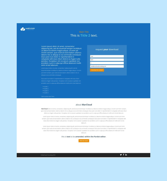 MarCloud landing page template example