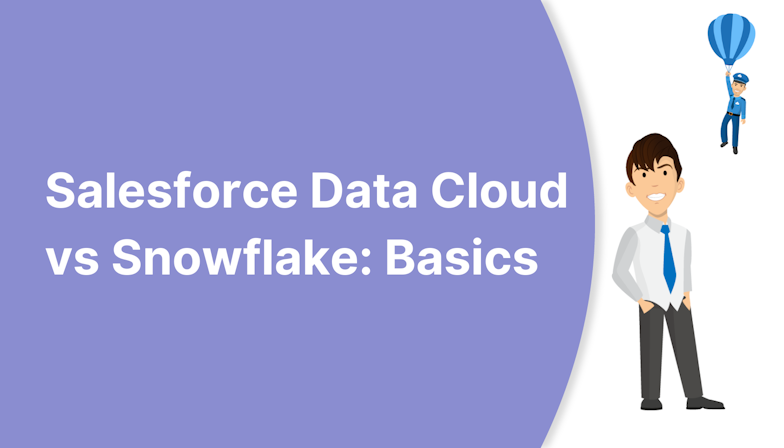 Coloured background with text Salesforce Data Cloud vs Snowflake