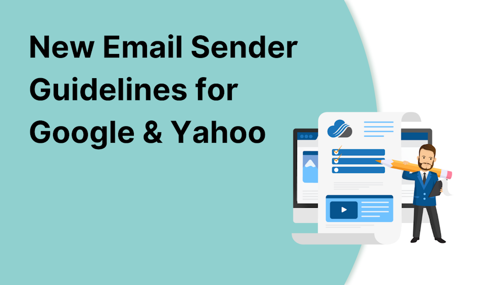 Coloured background with text New Email Sender Guidelines for Google & Yahoo