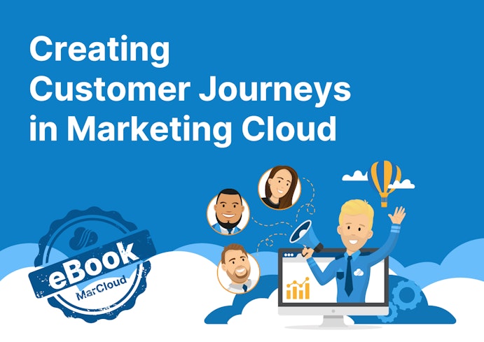 eBook cover with text Creating Customer Journeys in Marketing Cloud