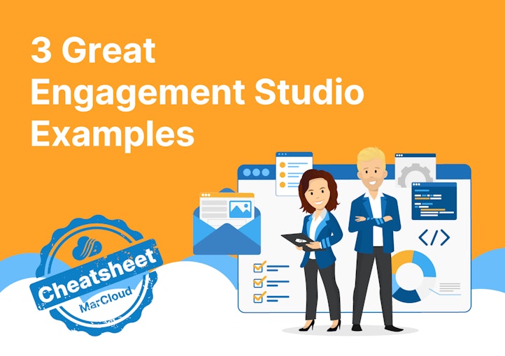 Cheatsheat cover with text 3 Great Engagement Studio Examples