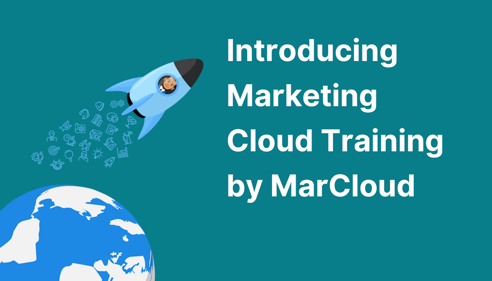 Coloured background with text Introducing Marketing Cloud Training by MarCloud