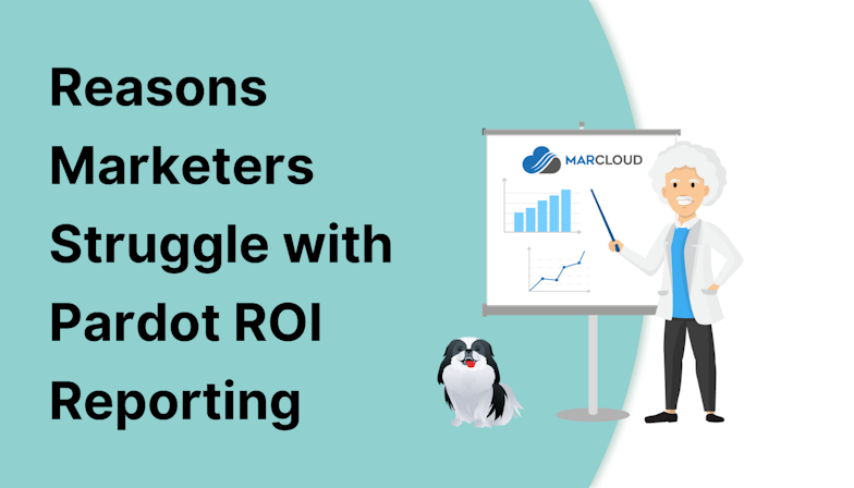 Coloured background with text Reasons Marketers Struggle with Pardot ROI Reporting