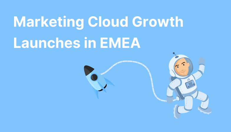 Coloured background with text Marketing Cloud Growth Launches in EMEA