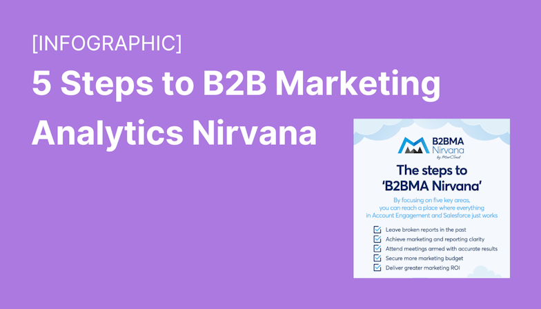 Coloured background with the text Infographic 5 Steps to B2B Marketing Analytics Nirvana