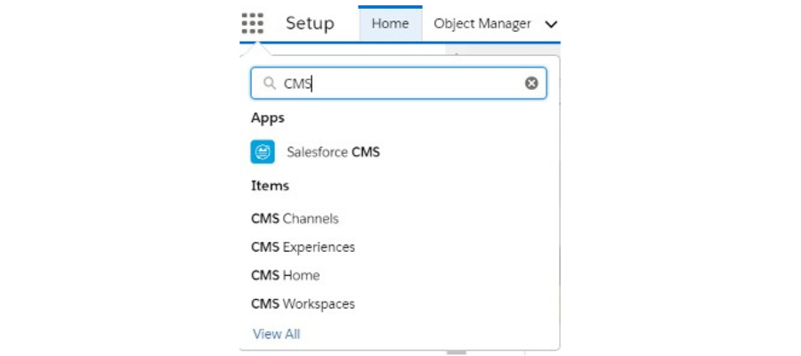 Screenshots of the Salesforce CMS app