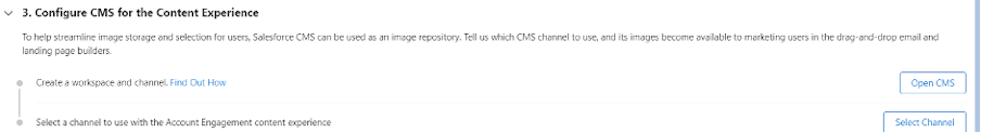 Screenshot of where to configure CMS for Content Experience