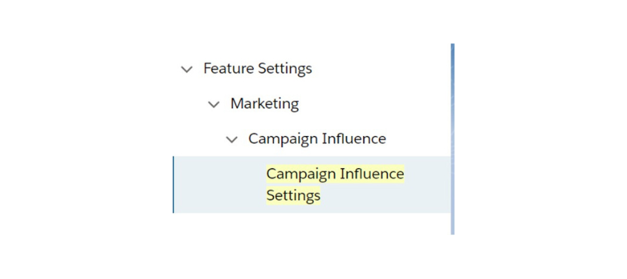 Screenshot of campaign influence settings in salesforce