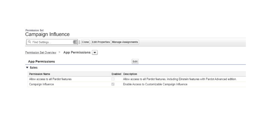 Screenshot of campaign influence permissions