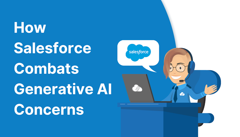 Coloured background with text How Salesforce Combats Generative AI Concerns
