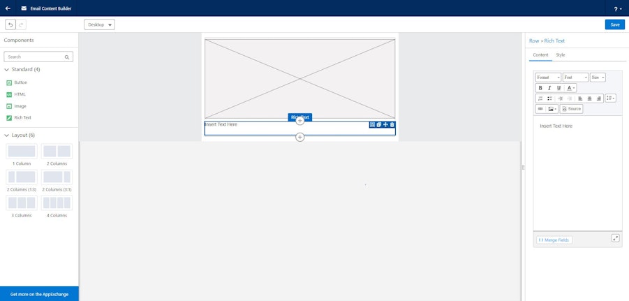 Screenshot of Account Engagement Lightning Email Builder
