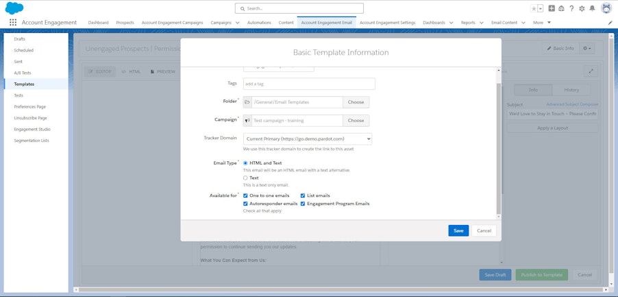 Screenshot of Engagement Studio Classic