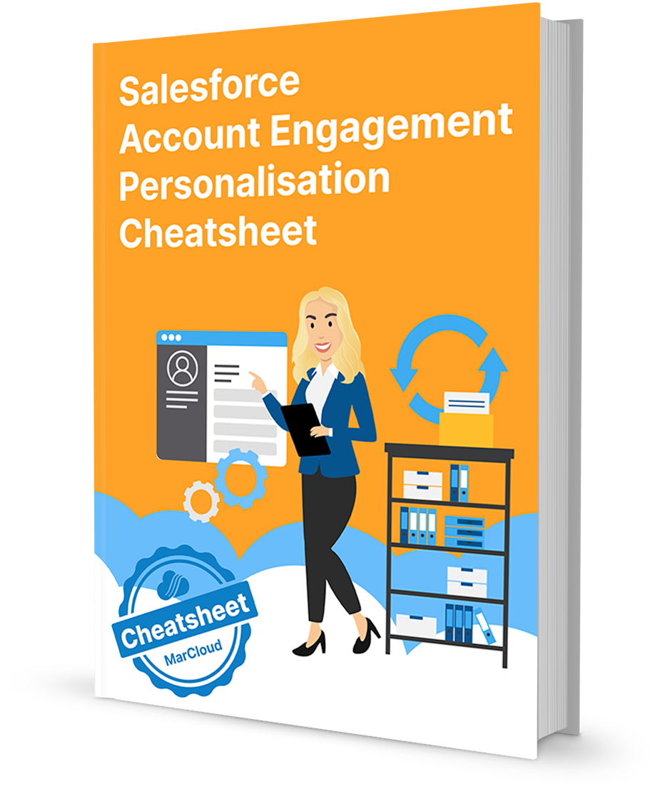Cheatsheet cover page with Salesforce Account Engagement Personalisation Cheatsheet