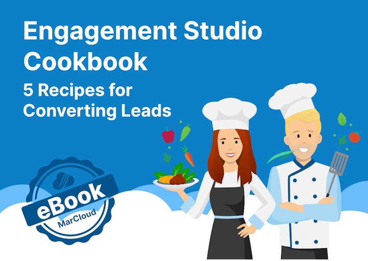 eBook cover page with Engagement Studio Cookbook text
